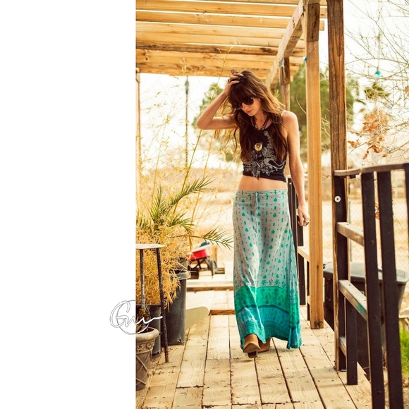 Spell (& the Gypsy Collective) Desert Wanderer Maxi Skirt - S (Aqua) AU 8/US 4 - Picture 6 of 7
